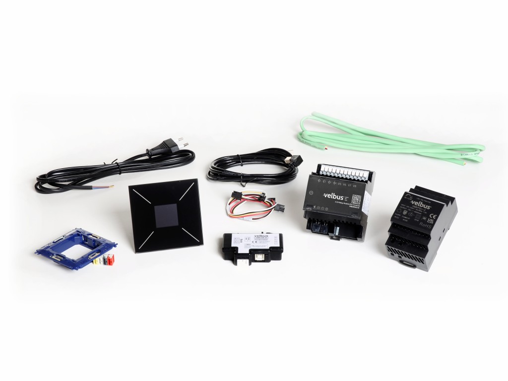 [VMBSTART-B-20] Velbus introductory package incl. Black glass control module with OLED display.
